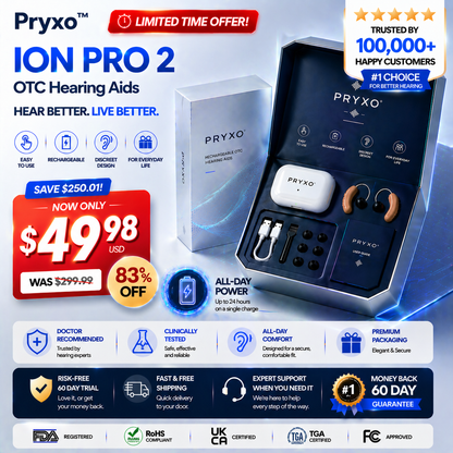 🔥 Today Only! Pryxo™ ION PRO 2 OTC Hearing Aids — Up to 85% OFF + Hear Every Word Clearly Again 👂✨